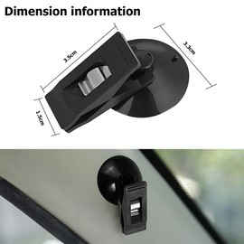 JNNJ Pack of 4 Car Suction Cup Clip, Suction Cup Clip, Parking Permit Holder, Car Ticket Holder, Suction Cup Clip, Reusable Clip with Suction Cup for Car Window (Black)