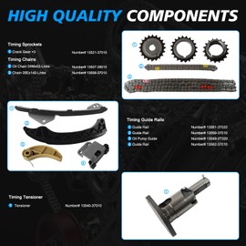 1.8 Timing Chain Kit W/Oil Chain FITS FOR 2009-2015 Corolla, 2009-2014 Matrix, 2011-2015 Prius, 2012-2015 Prius Plug-In, 2012-2015 Prius V, FOR 09-10 Vibe 1.8L 2.4L L4 GAS DOHC Engine Code "2ZRFE"