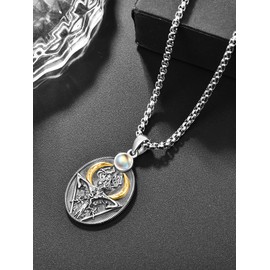 KATHLU Witch Necklace for Women Witch Knot Pendant Tetragrammaton Hekate Necklace Lilith Necklace Pentagram Triple Moon Goddesses Jewellery, Sterling Silver, Cubic Zirconia