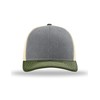 RICHARDSON Snapback Trucker Cap Adjustable Heather Grey/Birch/Army Olive, One Size