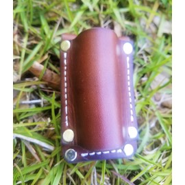 Leather Flashlight Holster for AA Battery Flashlights - Heavyduty Made in USA (Dark Brown (Rivet))