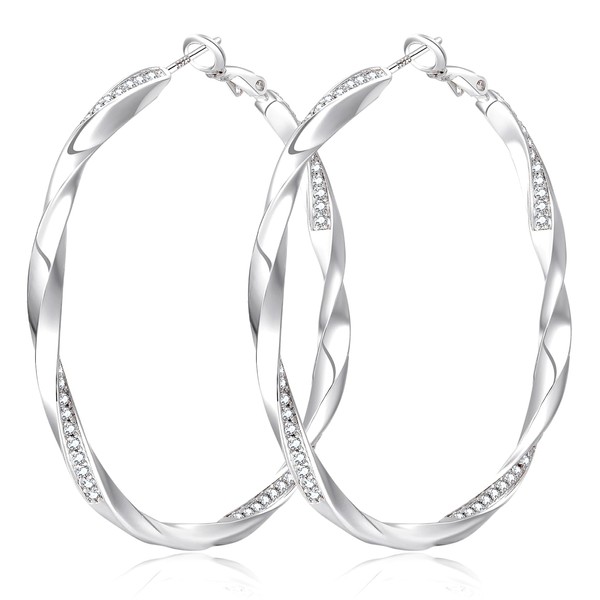 Senteria 925 Sterling Silver Hoop Earrings Lightweight Large Silver Hoops