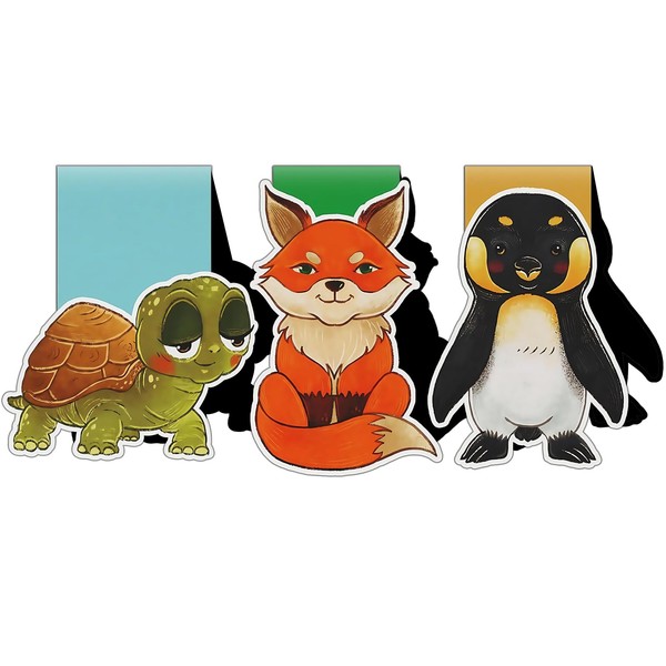 QRKPVHD Magnetic Bookmarks Children Magic Animals: Fox, Turtle, Penguin, Small