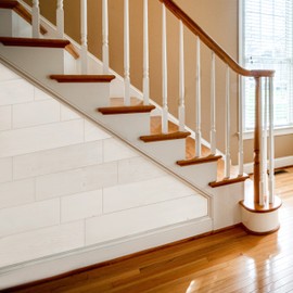 Brosisincorp Wood Panels for Wall Shiplap Planks Real Wood Boards Paneling, DIY Easy to Install Peel and Stick, Rustic Farmhouse Accent Wall - Wash White (5" Wide - 10 Pieces, 12.4 Sq. Ft)