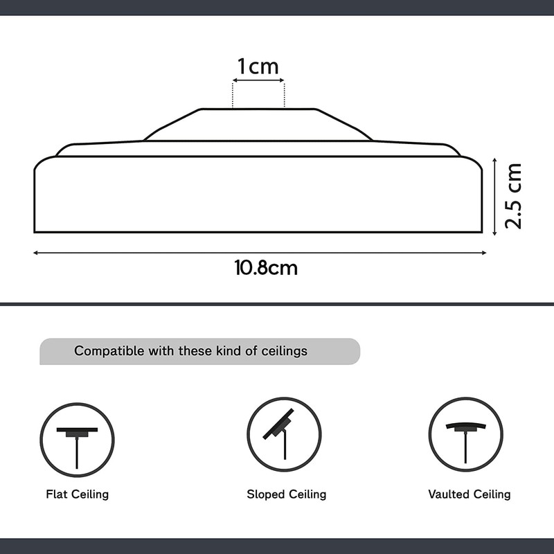 108mm Diameter Steel Ceiling Rose - Multi-Colour
