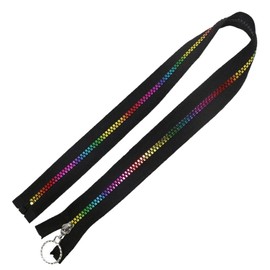 CABODYALS 5.4 Yards 10 Pcs #5 Black Nylon Zippers Tape Rainbow Teeth Resin Coil Zippers Colorful Separating Zippers with Ring Pulls for Sewing Making Crafts Jackets Pants Jeans Coats Purses Diy Supply