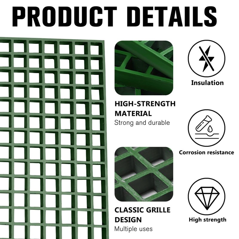 Agfabric 1x4ft Fiberglass Drain Grating 1''Thickness, Non-Slip Floors Cover, Rustless