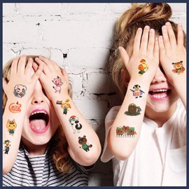 12 Sheets Cute Temporary Tattoos for Kids, Animal Tattoos Cartoon Animal Party Supplies Animal Party Decorations Cute Fake Tattoos Stickers Birthday Party Favors for Boys Girls Party Gifts