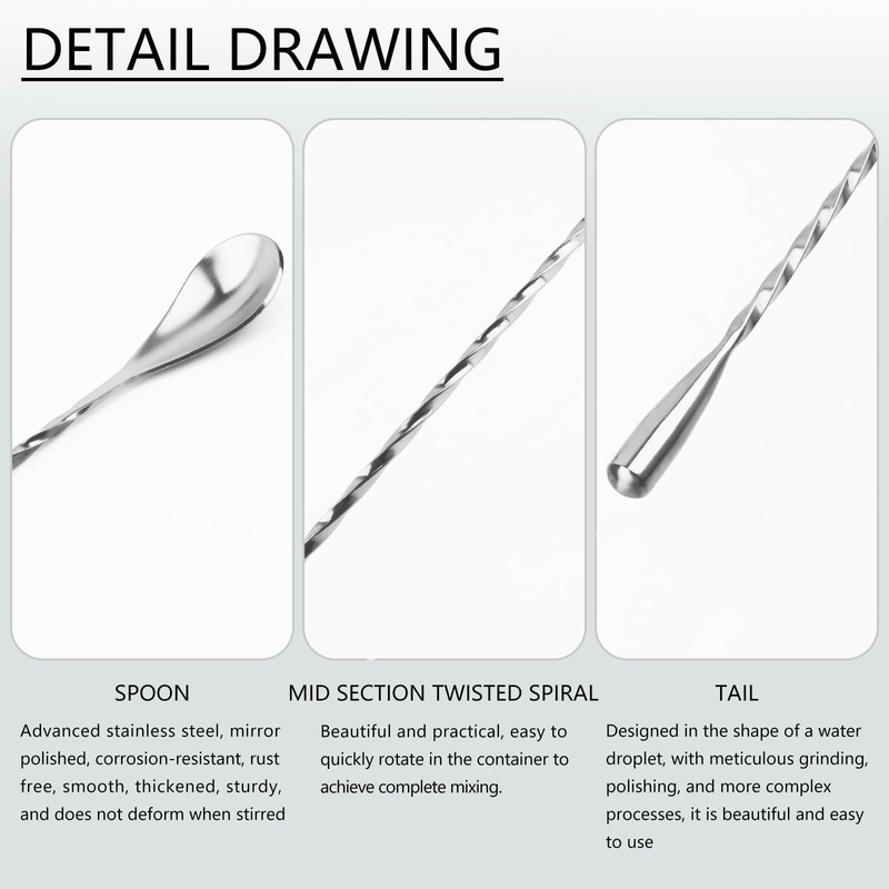 KTOJOY 2 Pack Bar Spoon Cocktail Mixing Spoon – 12''