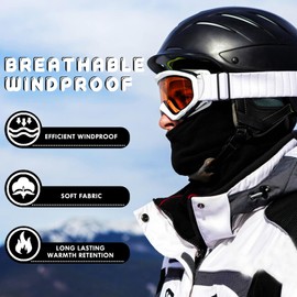 Balakaka Balaclava Ski Mask, Breathable Balaclava Motorcycle for Men Women, Winter Windproof Face Mask for Skiing Motorcycle Riding, White-Gray