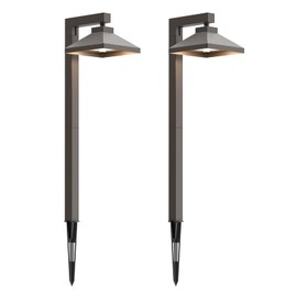 GOODSMANN Low Voltage Landscape Lights 2PK Landscape Lighting 1.5W LED 100 Lumen 12V AC Walkway Lights Wired Warm White with Cable Connectors Metal Stakes Compatible with Landscape Transformer