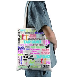 FEELMEM Tap Dance Gift Tap Dancing Dancer Tote Bag Tap Dancing Lover Shoulder Bag Tap Dancing Girl Gift, beige