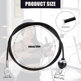 NQEUEPN 55in Fitness Pulley Cable, Home Gym Replacement Cables Pulley System Gym Heavy Duty Fitness Steel Wire Rope for Pulley Machine Accessories Home Gym (Fixed Style with Stopper Ball)