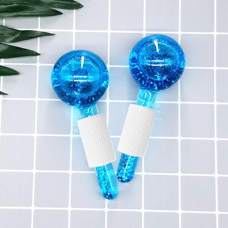 2PCS Globes Facial Roller Cold Hot Skin Massager Crystal Glass
