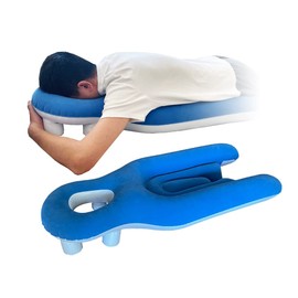 Face Down Pillow After Eye Surgery, Prone Pillow with Arm Hole for Sleeping, Retinal Detachment Vitrectomy Recovery Lying Pillow, Inflatable Face Support Post Eye Surgery Head Cradle (Blue)