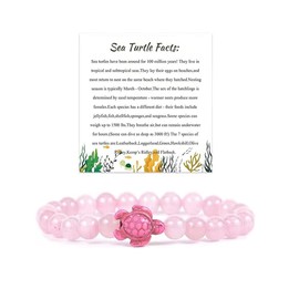 tenghong2021 8mm Sea TurtleTurquoise Stretchy Elastic Bracelets for Women Men Boho Beach Turtle Stretch Natural Stones Beaded Bracelet Gifts for Women Gifts Jewelry-C