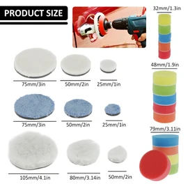 Polishing Pads Set 1/2/3 Inch Anti-Scratch Buffing Pad Washable Car Polisher Attachment Accessories Reusable Polishing Sponge for Car Sanding Waxing Sealing Glaze(29Pcs)