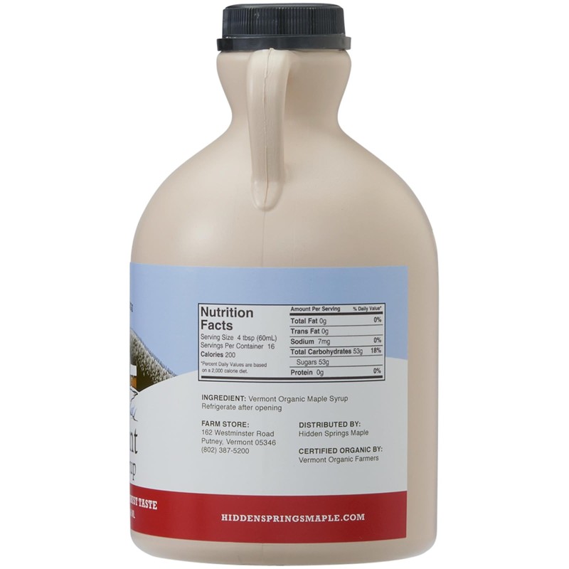 Hidden Springs Maple Organic Vermont Maple Syrup, Grade A Dark