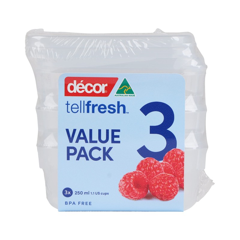 Décor 003051-004 Food Storage Container, 250 mL, Oblong, Pack of