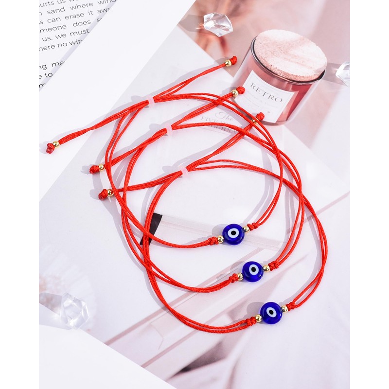 YELUWA 3Pcs Red Evil Eye Bracelet for Women Men Good