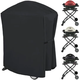 Extended Weber Grill Cover for Q100 Q1000 Q1200 Q200 Q2000 Q2200 Series With Q Portable Cart - Longer Replacement for 7113 Cover
