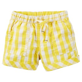 Carters Baby Girls Pull-On Gingham Poplin Shorts Yellow 12M