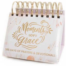 bloom daily planners x Writefully His Undated Perpetual Desk Easel - Religious Inspirational Standing Desktop Flip Calendar - Page a Day - (5.25" x 5.5") - Moments of Grace