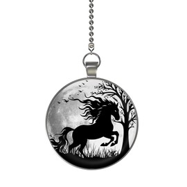 Gotham Decor Unicorn Running in the Meadow Glow in the Dark Ceiling Fan and Light Pull Chain Pendant Single Sided