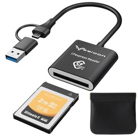 CFexpress Lector de tarjetas con USB 3.2 (Gen 2) 10 Gbps, tipo C y USB A 2 en 1 CFexpress tipo B con bolsa de almacenamiento de PU, adaptador de tarje
