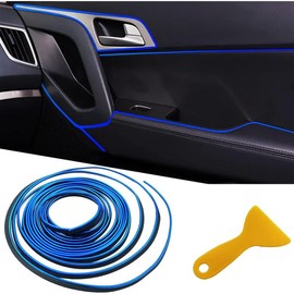 Car Interior Trim Strips,Universal 9.8 ft Car Electroplating Decoration Styling Door Dashboard, Flexible Interior Trim Accessories with Installing Tool(Blue) full seat - Color: Purple, Size: 9.8FT