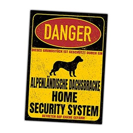 Alpenländische Dachsbracke Dog Sign Danger Security System Door Sign Dog Sign Warning Sign Fun Safety Sign Dog Private Property Dog Warning Warning