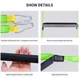 LZ.MZXU Fire Escape Ladders, 9.8FT Emergency Rope Ladder with 2 Hooks for 2-3 Story Homes, Portable Multi-use Quick Deployment Rope Ladders for Balcony Tree Window