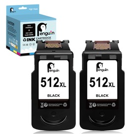 Penguin PG-512XL Remanufactured Ink Cartridge Replacement for Canon 510xl 512 510 XL (2 Black) for MP270 MP230 MP280 MP490 MP495 MX340 MP250 MP480 Printers