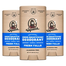 Dr. Squatch Natural Deodorant for Men - Odor-Squatching Aluminum Free - Fresh Falls (2.65 oz, 3-Pack)