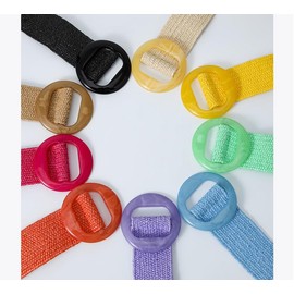 COTIM COYIN Women's Elastic Straw Braided Belts, Straw Woven Belt, Boho Waist Belt, Rose Red, 5*90cm/1.97*35.43nches