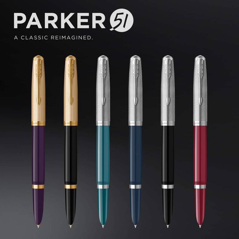 Parker 2123504 Fountain Pen, F, Fine Point, 51, Midnight Blue,