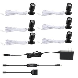 Taysing LED Spot Light Indoor Picture Lights Art Lights Accent Lights Little Spotlight for Painting Picture Plants Jewelry Showcase Model Display Shelves Under Cabinet(ColdWhite 6 Pack Dimming&Timing)