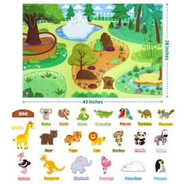 Taika Zoo Animals Felt Story Board Set, 43x28 inch Zoo Animals Flannel Board, 41Pcs Felt Jungle Animals Toys, Preschool Learning Interactive Storytelling Teaching Play Activity Kits for Toddlers