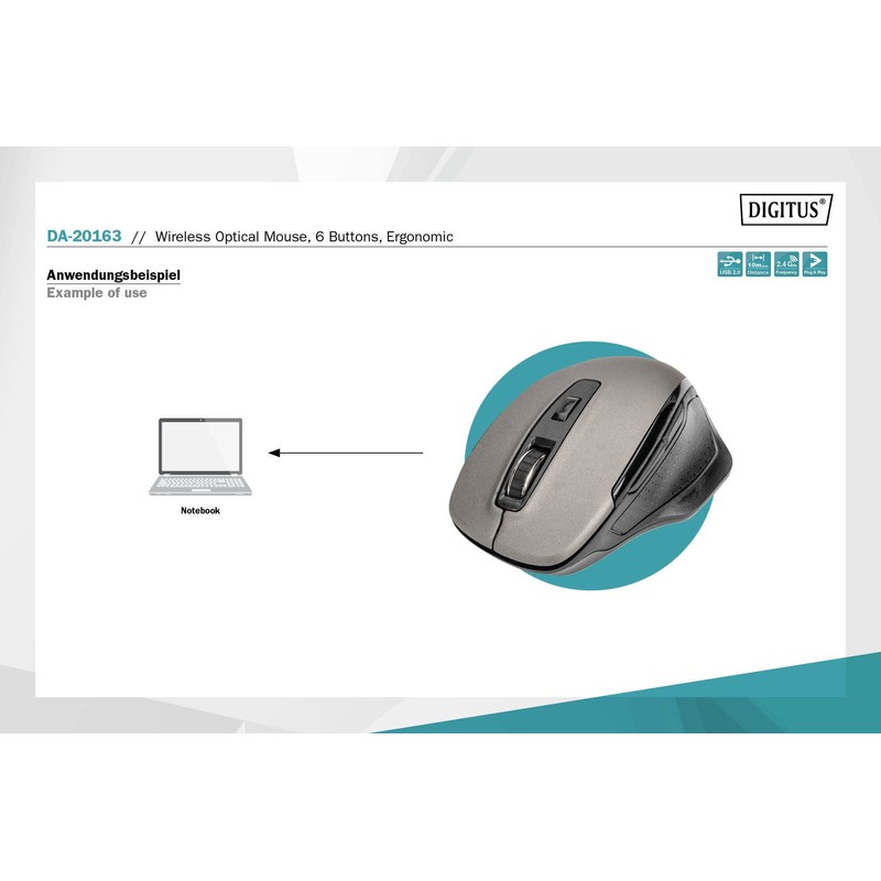 ZUB Digitus ergonomsiche optische Maus black grey