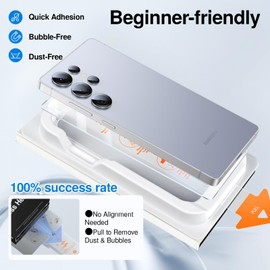 SMARTDEVIL [3 Pack for Galaxy S25 Ultra Screen Protector, Finger Print Reader Compatible, Dust-Free & Bubble-Free Box, Clear 9H Tempered Glass Film, Fast & Easy Installation