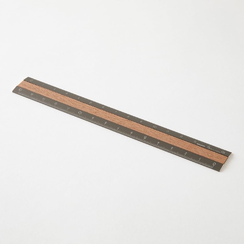 Midori 42304006 Ruler, Aluminum & Wood, 5.9 inches (15 cm),