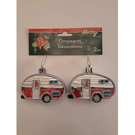 Greenbrier Christmas Holiday Camper Ornament-2 Piece Set