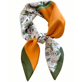 kcctoo 27.5" Mulberry Silk Feeling Head Scarf Women's Fashion Square Neck Satin Scarfs for Bag Hair Scarves Gift