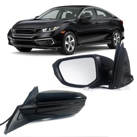 Lqito Left Driver Side Door Mirror For 2016-2021 HONDA CIVIC LX SE Sport with Power Mirror Manual Folding Non-Heat Match to Black Replace 76258-TBA-A02ZA HO1320283(3 Pins)