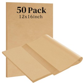 50Pcs Unbleached Parchment Paper Sheets for Baking, 12 x 16 Inch, Non-Stick Precut Half Sheet Parchment Paper for Baking, Cooking, Air Fryer, Oven