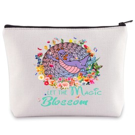 BWWKTOP Dragon Cosmetic Makeup Bag Dragon Lover Gifts Let The Magic Blossom Flower & Garden Zipper Pouch Bag Fairy Tale Gifts(Figment Magic)