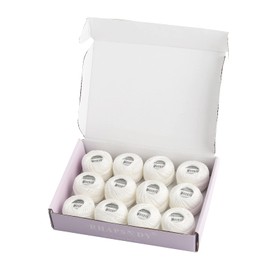 Rhapsody Pearl Cotton Thread Size 8 Crochet Thread Perle 12 Balls Set Hand Knitting, Embroidery, Sashiko, Cross-Stitch, Sewing, Needlepoint, DIY, Quilting (White, Col. 1)