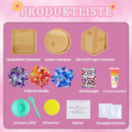 AiYoYo Set of 3 Mosaic Coasters DIY Craft Set Gifts for Children and Adults Creative Crafts Children's Birthday Gift for Girls Birthday Gift 5 6 7 8 9 10 + Years