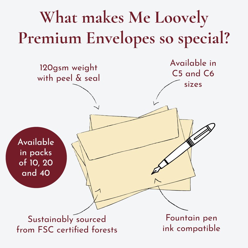 Me Loovely Premium Envelopes120gsm C6 114mm x 162mm Peel and