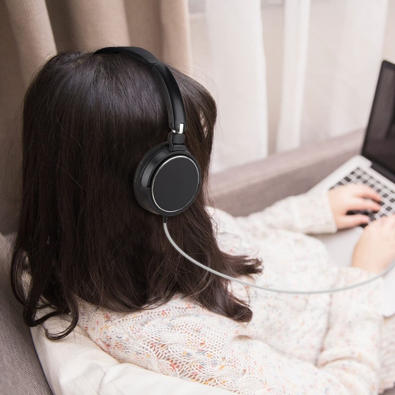 Stereo Headphones, Foldable Compact Wired Headset Stereo HiFi Music Headphones